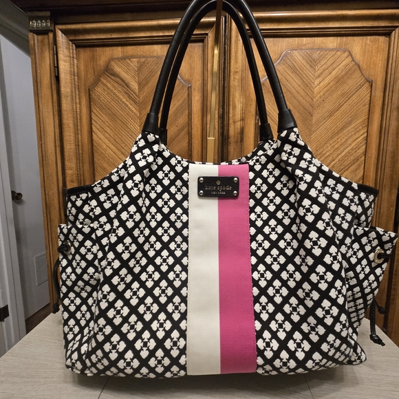 kate spade Handbags - Kate Spade Classic Stevie Baby Bag, Black/Cream/Pink